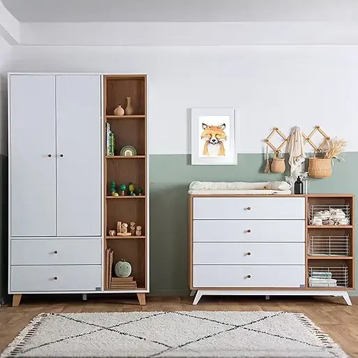 ארון אוניקס - 120 ס"מ - 3 דלתות - לבן איטליה + אלון אדום - Image 4