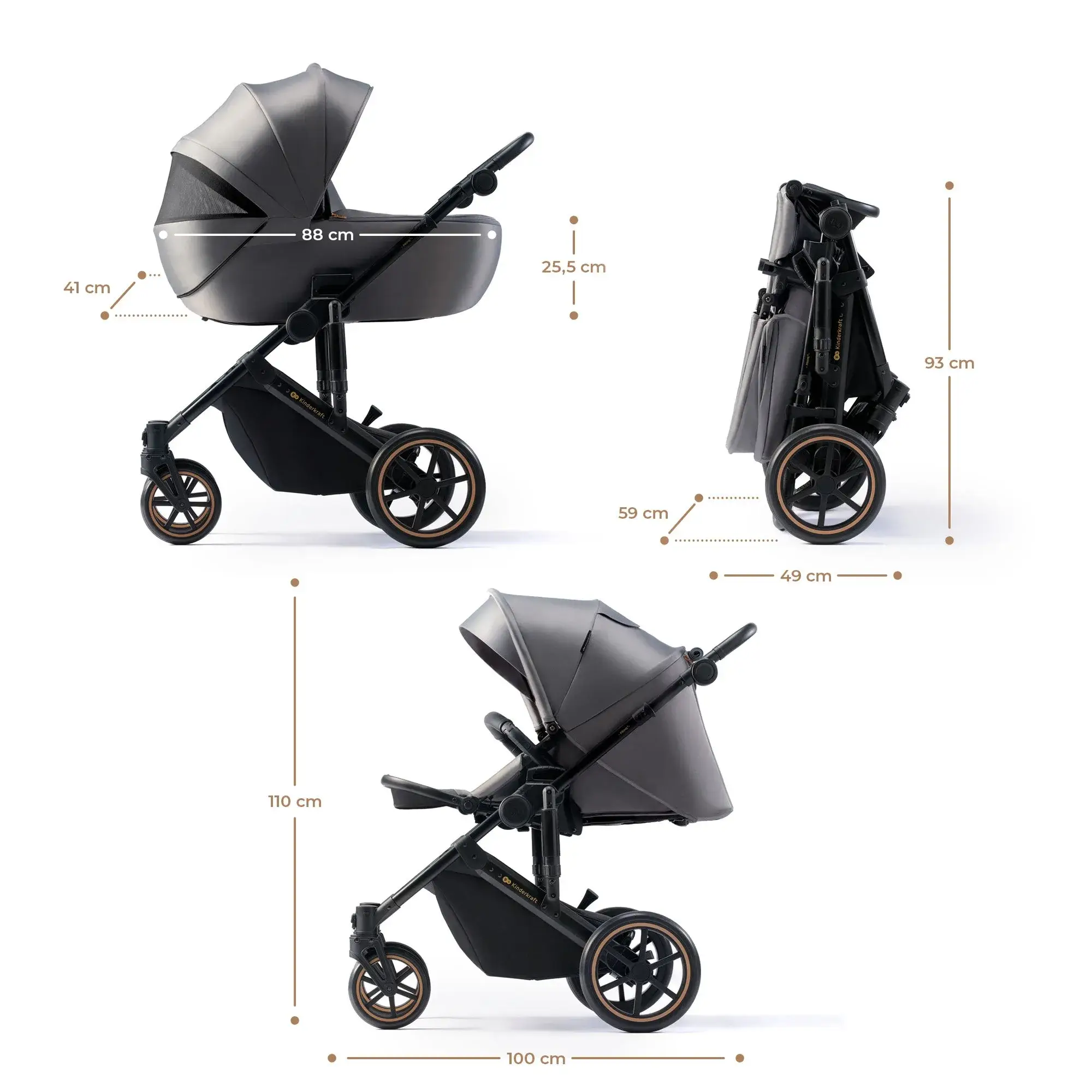עגלת תינוק Kinderkraft Prime 2in1 - בולמי זעזועים משופרים - Image 19