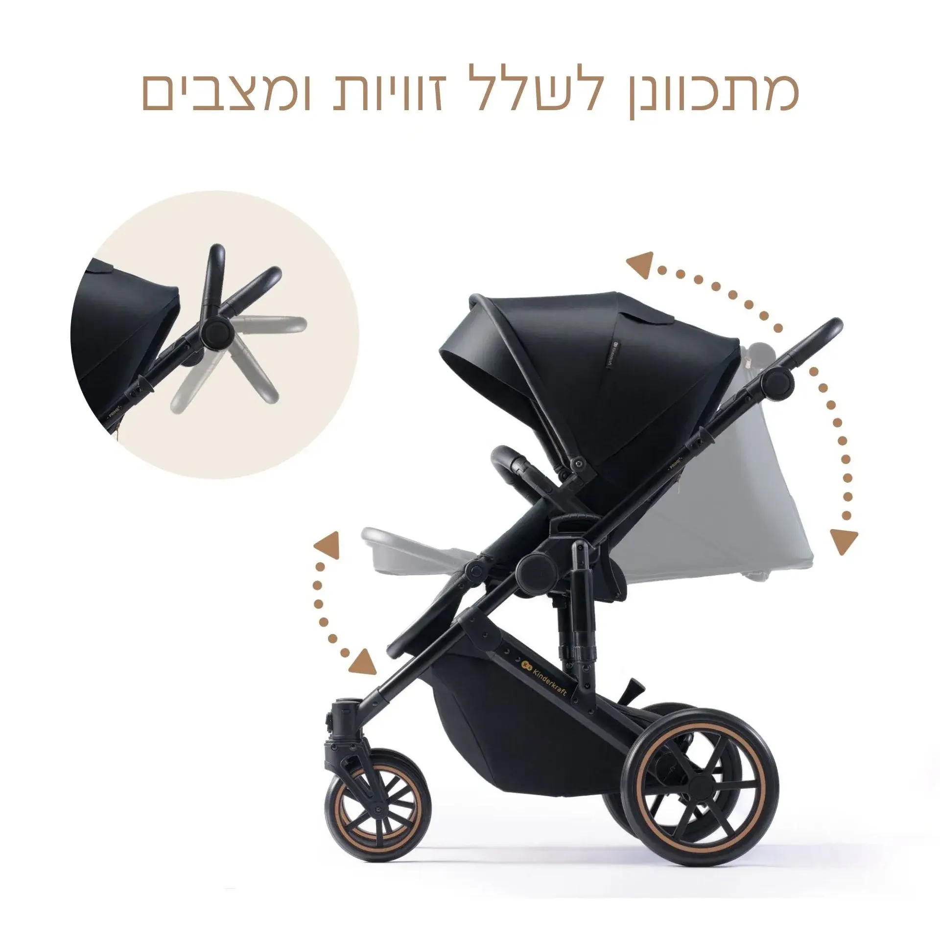 עגלת תינוק Kinderkraft Prime 2in1 - בולמי זעזועים משופרים - Image 21