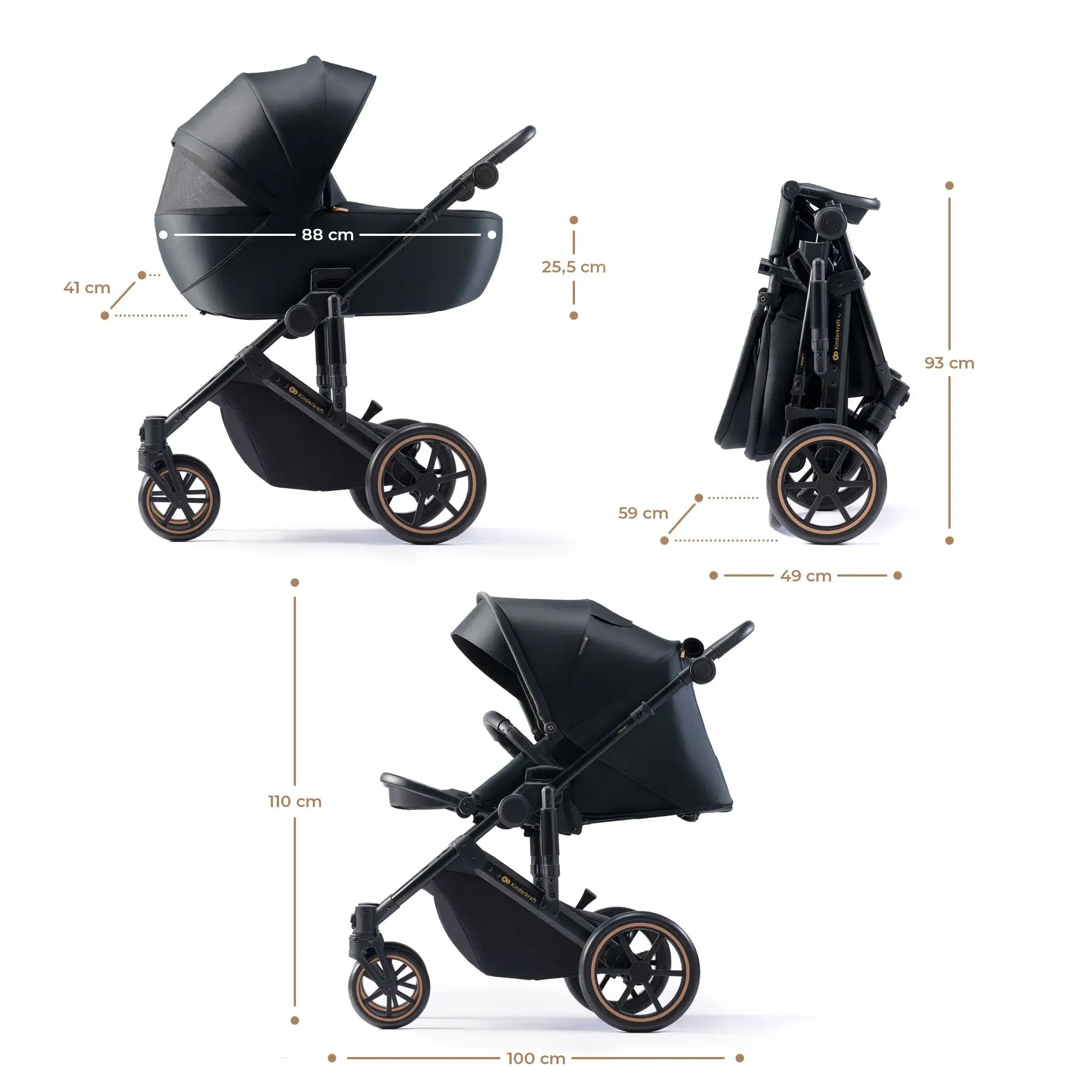 עגלת תינוק Kinderkraft Prime 2in1 - בולמי זעזועים משופרים - Image 25