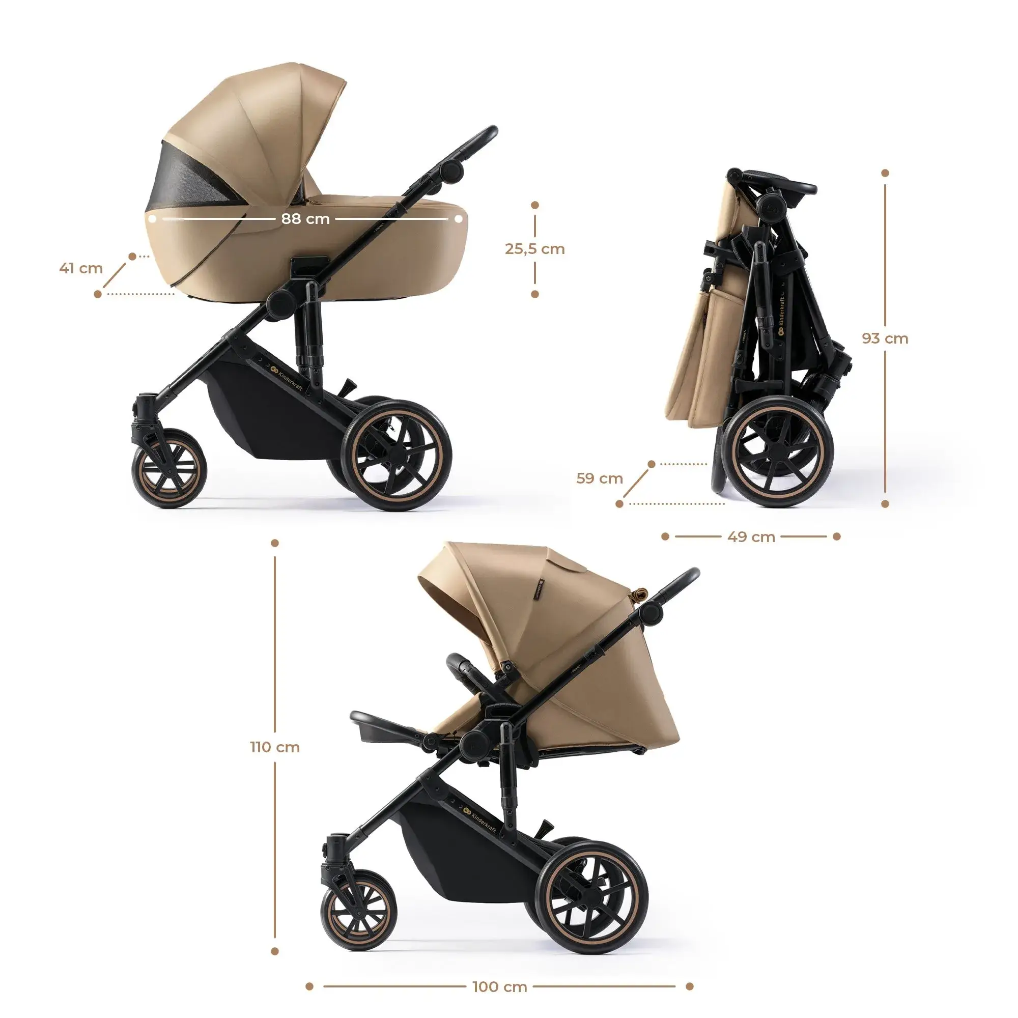 עגלת תינוק Kinderkraft Prime 2in1 - בולמי זעזועים משופרים - Image 7