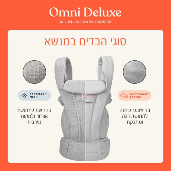 מנשא ergobaby Omni Deluxe רשת - רצועות מרופדות במיוחד - Image 5